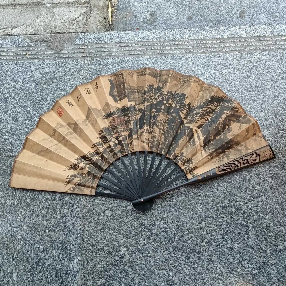 Pure hand-painted thread empty made old fan  Author: Huang Binhong