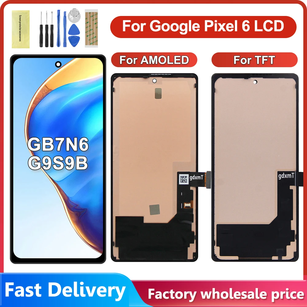 Super AMOLED / TFT für Google Pixel 6 LCD mit Rahmen, Digitaler Touchscreen, Ersatzdisplay GB7N6, G9S9B16, G9S9B Bildschirm