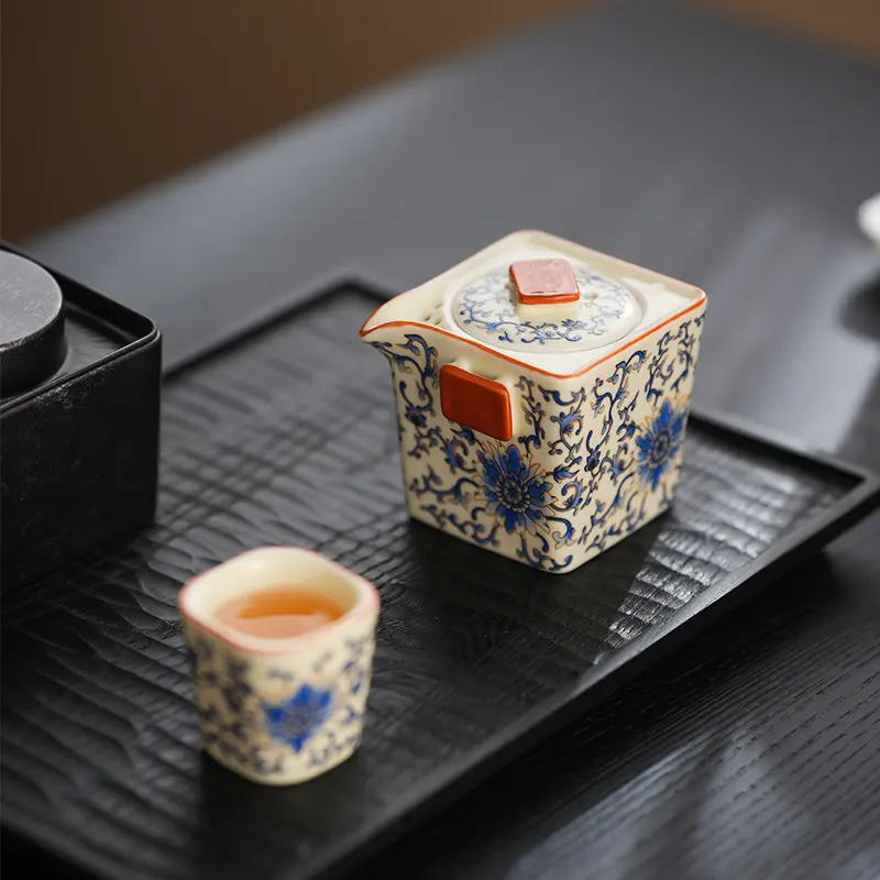 Handmade Ru Kiln Lotus Grasping Pot Gaiwan Single Tea Bowl With Lid  Ceramic Tea Set for Personal Use