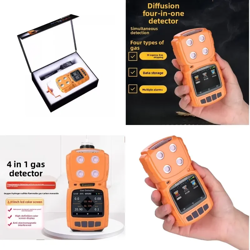 4-in-1 Gas Detector - H2S, SO2, CO, EX Diffusive Analyzer for Toxic & Harmful Gases