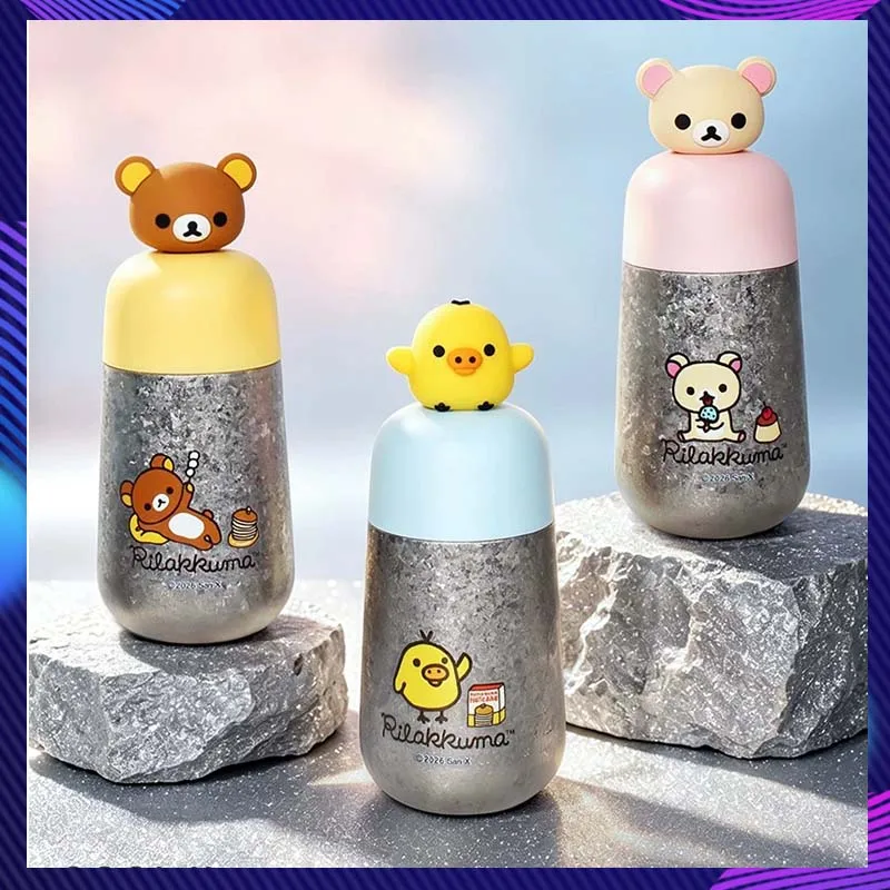 Rilakkuma Pure Titanium Thermos Cup 200ml Portable Mini Tea Water Separation Insulated Water Bottle For Travel Office Gift