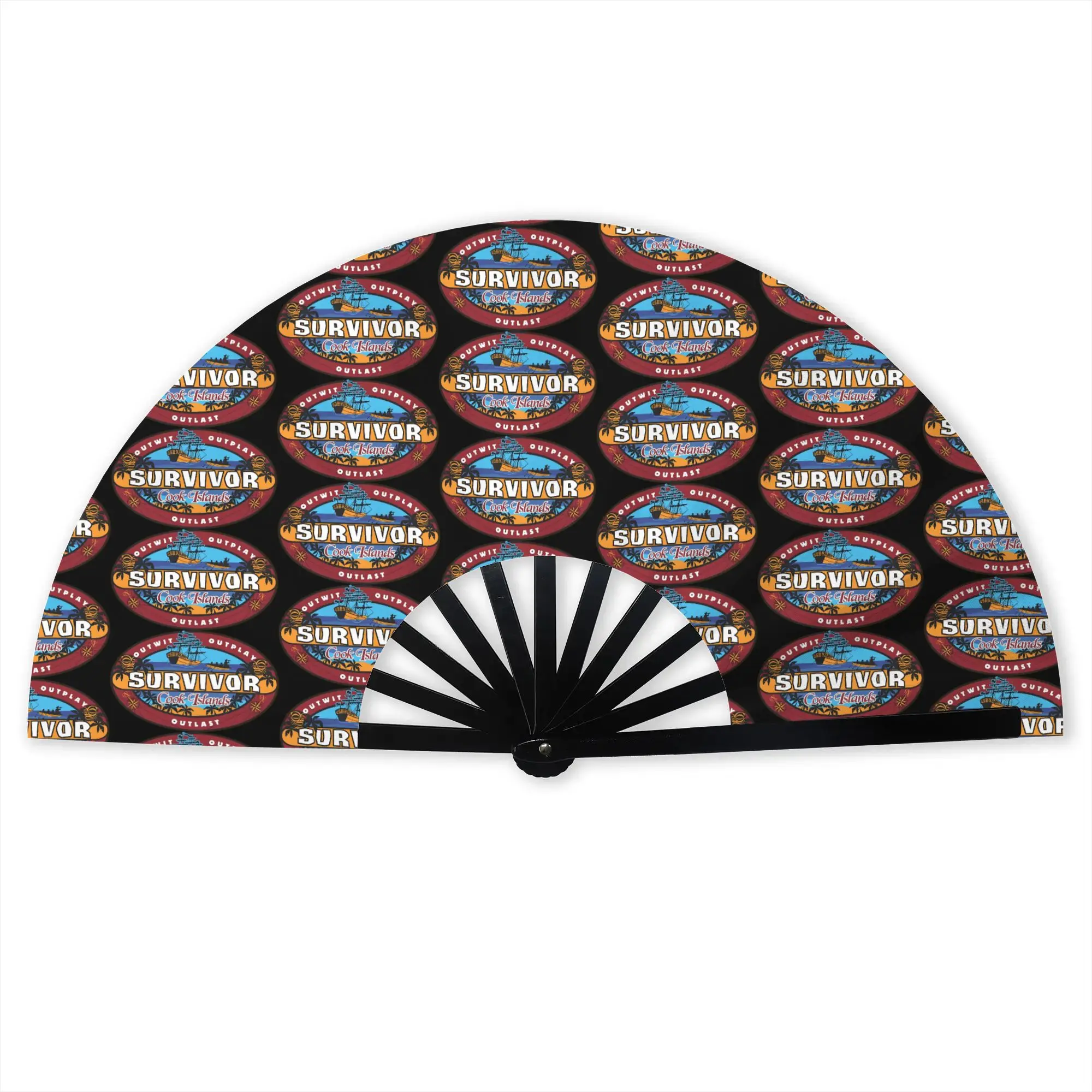 S-Survivors Folding Hand Fan DIY Adventure Game TV Show Polyester Fabric Fan Funny Summer Accessory Decorative Fans