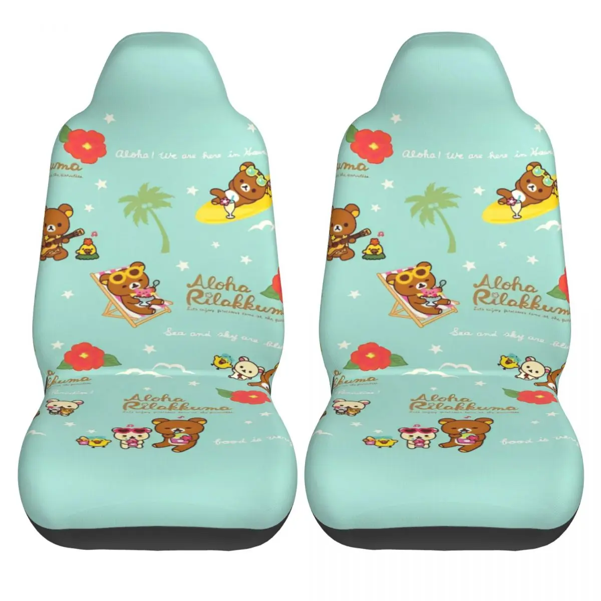 

Чехлы на автомобильные сиденья Rilakkuma, мягкие полиэстеровые чехлы на автомобильные сиденья, две части, высококачественный минивэнный чехол