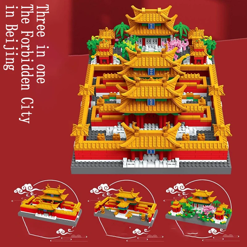 Puzzle de jardin de la cité interdite, style prairie, assemblage d'architecture, petite décoration créative pour les parents, construction de nuits, jouets