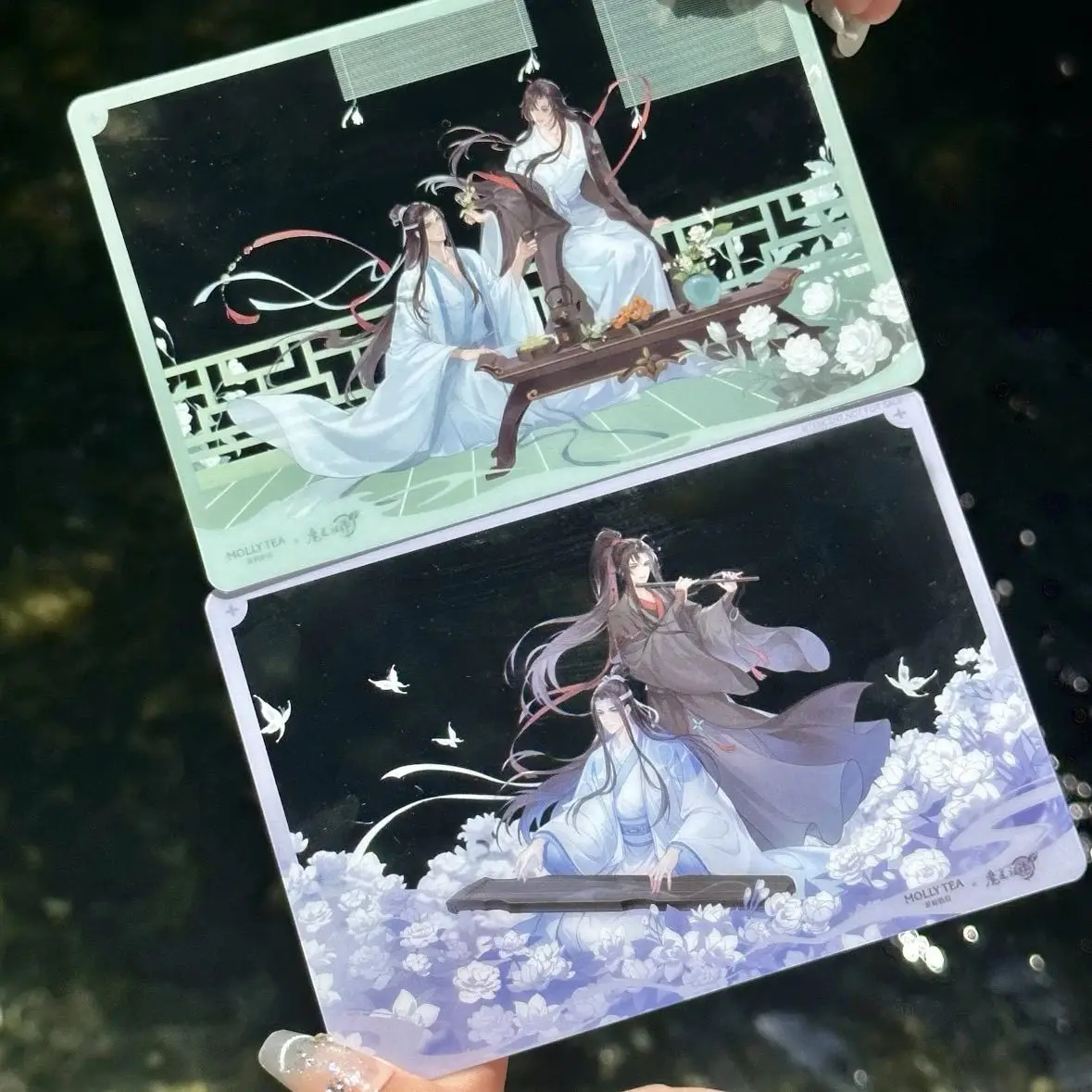 

【Отентичный 】 Grandmaster of the Magic Path, Lan Wangji, Wei Wuxian, белый жасминовый молочный белый, настоящая периферийная прозрачная карта
