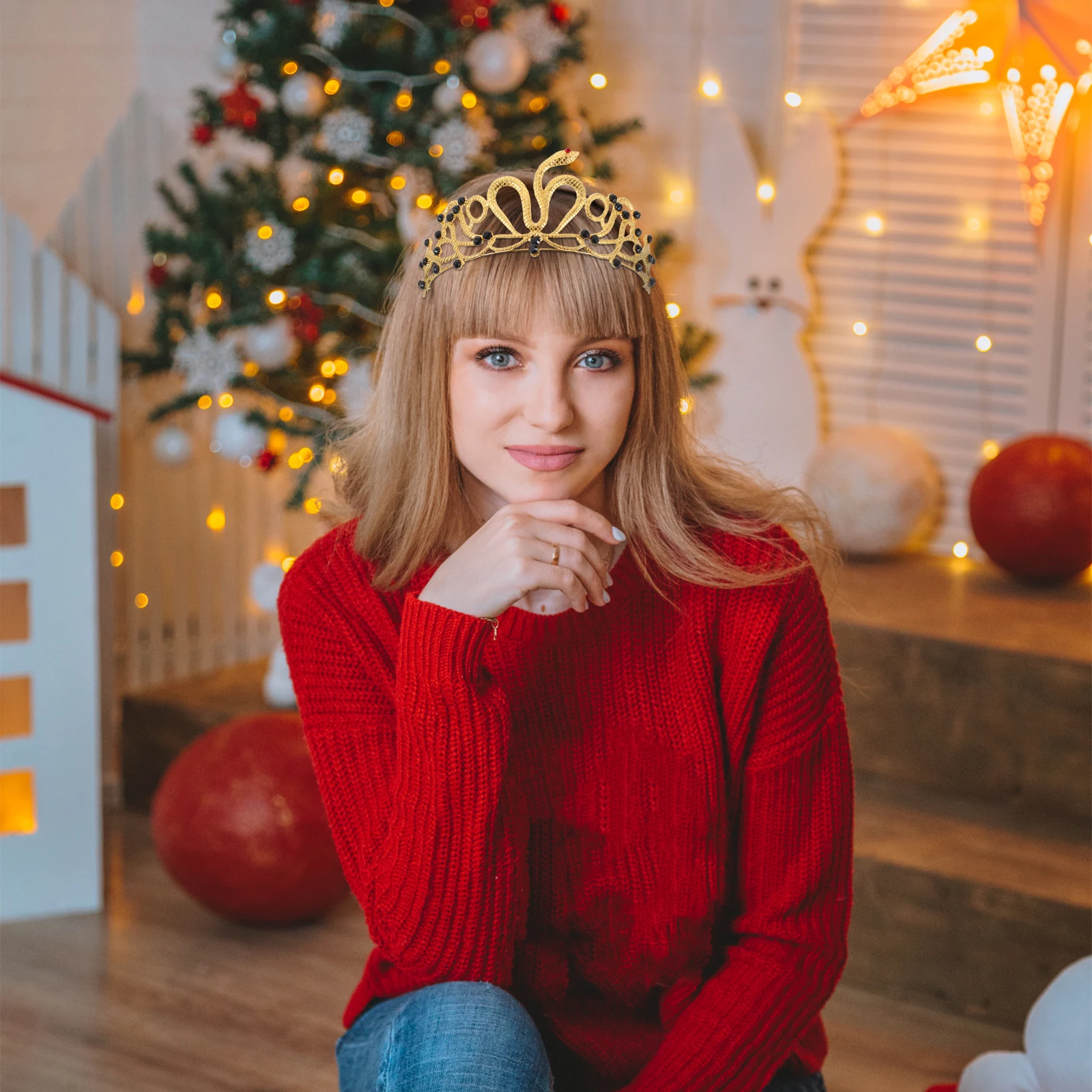 

Egyptian Golden Snake Crown Birthday Crowns Rhinestones Bridal Hair Accessories