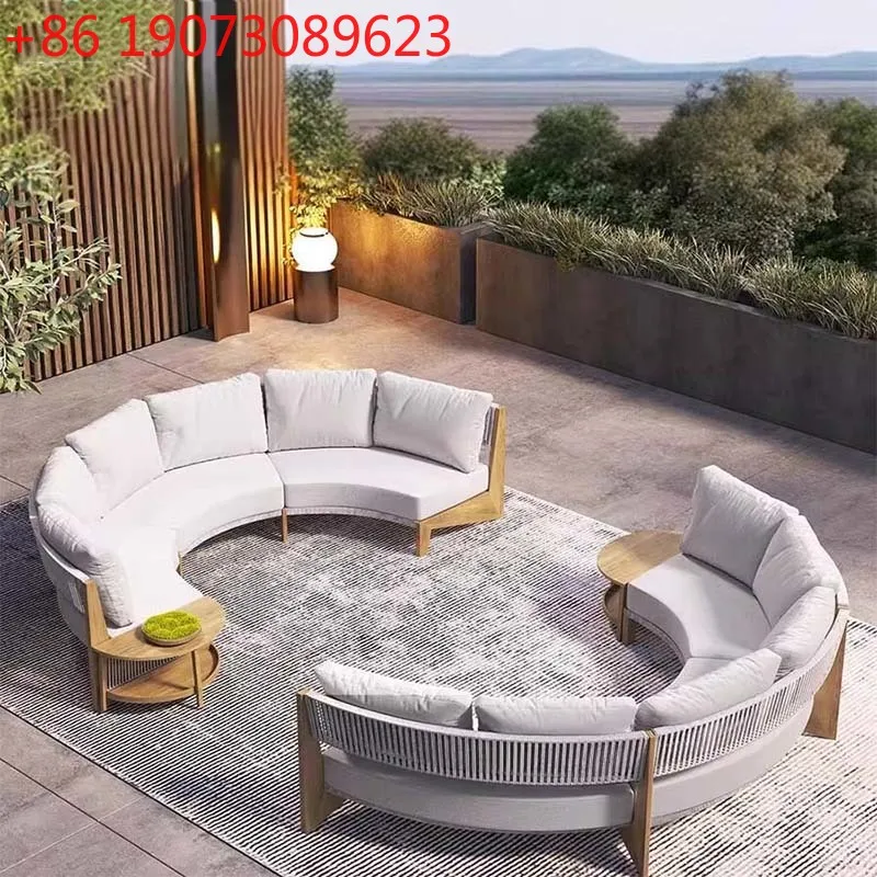 

Outdoor Circular Sofa, Rattan Woven Outdoor Courtyard Garden,