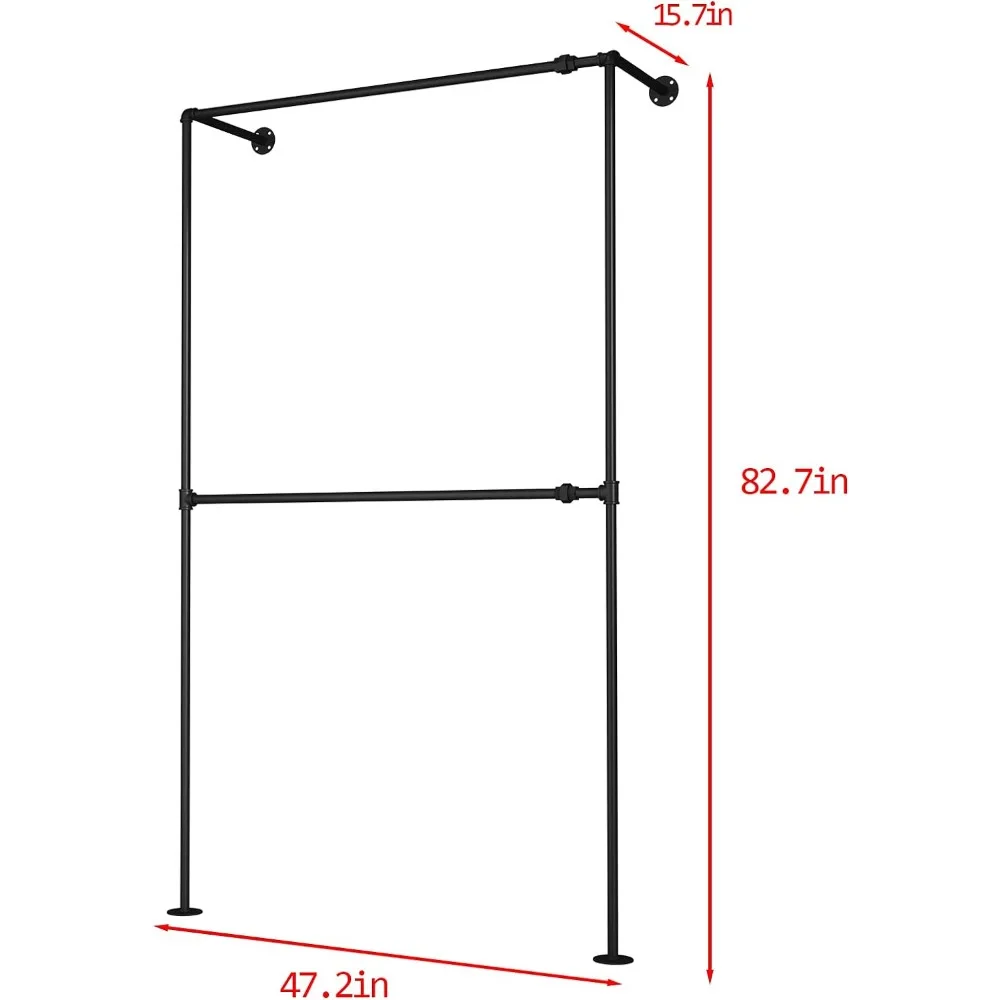 Imagem -06 - Industrial Wall Mounted Pipe Clothing Rack Metal Clothes Racks para Pendurar Roupas Display Cloths Rack Design Deluxe Níveis