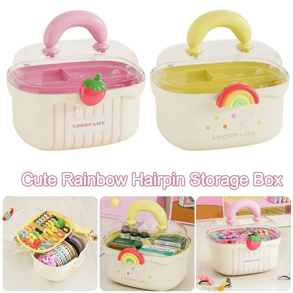 

Rainbow Hairpin Storage Box Large Capacity Dopamine Card Toy Container Waterproof Multi-layer Hair Accessories Organizer