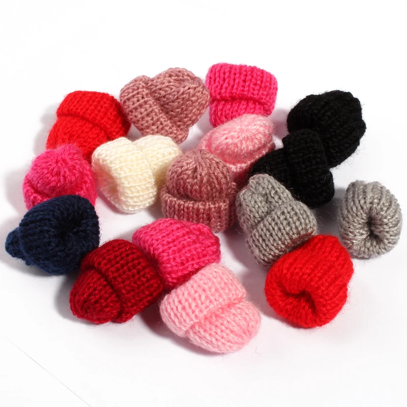 

120PCS Newborn Handmade Cute Woolen Yarn Hat for Women Clothing Mini Sweet Knitting Wool Flower Candy for Kids Hair Accessories