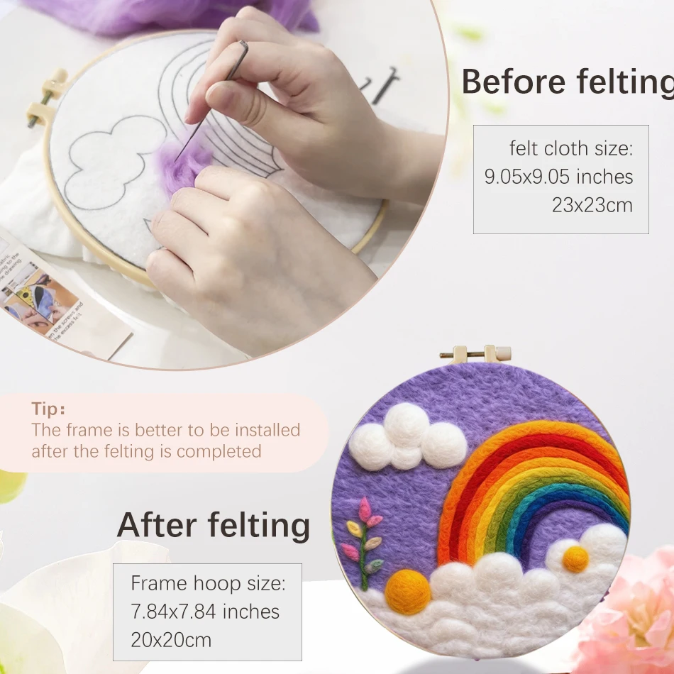 GATYZTORY 20x20 سنتيمتر الإطار الصوف طقم الطلاء إبرة ورأى المشهد صورة الصوف إبرة اللوحة الحرفية اللوحة هدية لأمي #3