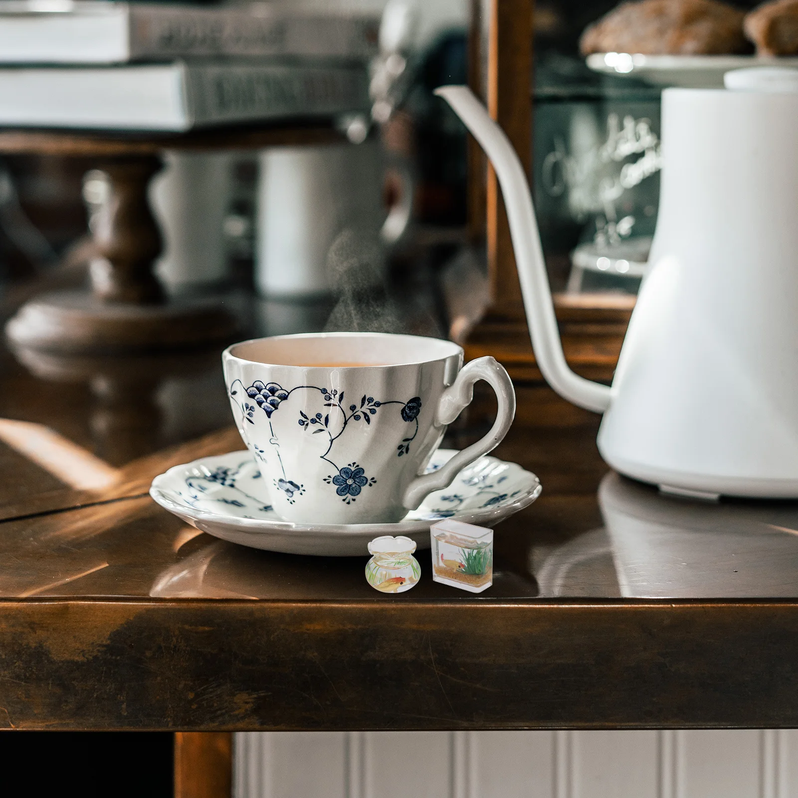 2 قطعة خزان ذهبي صغير ديكور مشهد مصغر زجاج أكريليك متين حرفية عالية الجودة مثالية للمنازل الصغيرة