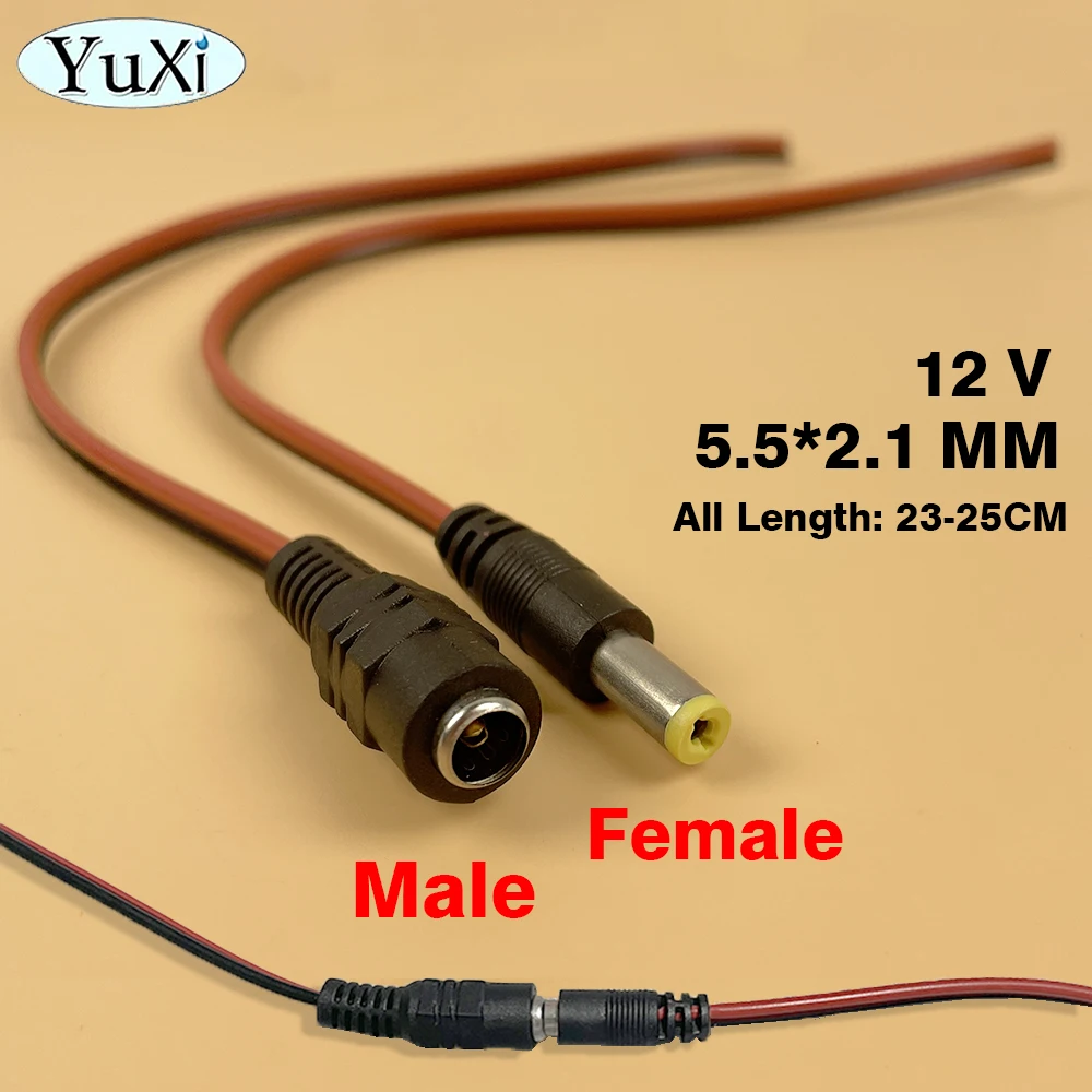 5Pcs 2.1x5.5 MM 12V DC Power Pigtail Cable Jack Male Female Plug For CCTV Camera Connector Tail Extension DC Wire Cables