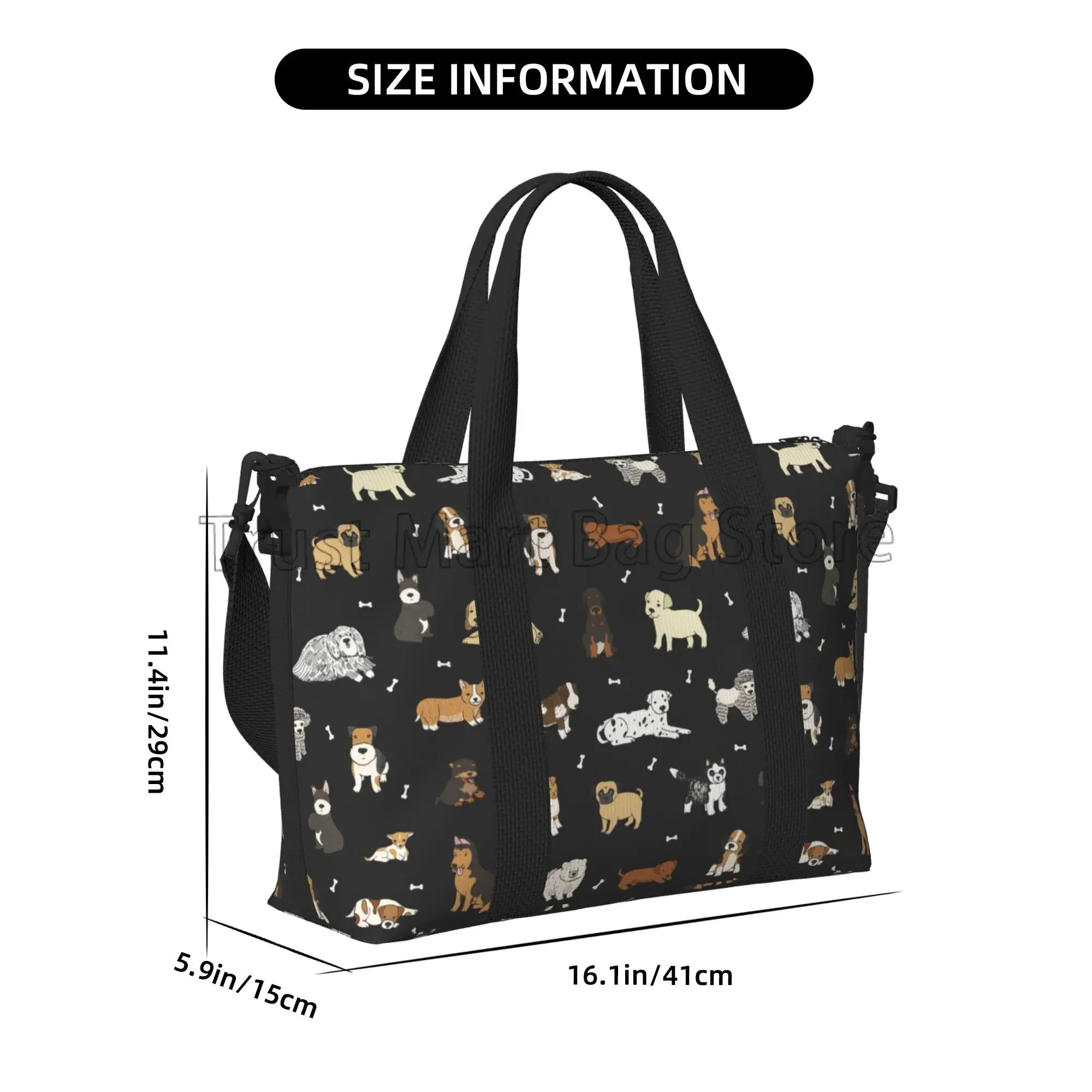 Cute Doodle Dog Puppy Animal Travel Duffle Bag Sports Gym Bag Foldable Luggage Bags Multipurpose Portable Waterproof Tote Bags