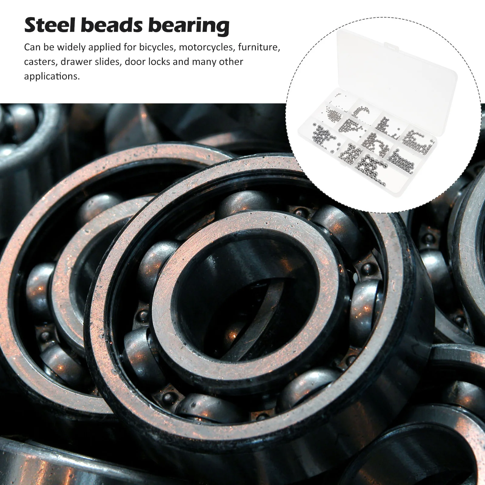 

510Pcs Stainless Steel Balls Durable Smooth Round Beads for Bearings Bicycles Furniture Auto Parts Steel Beads