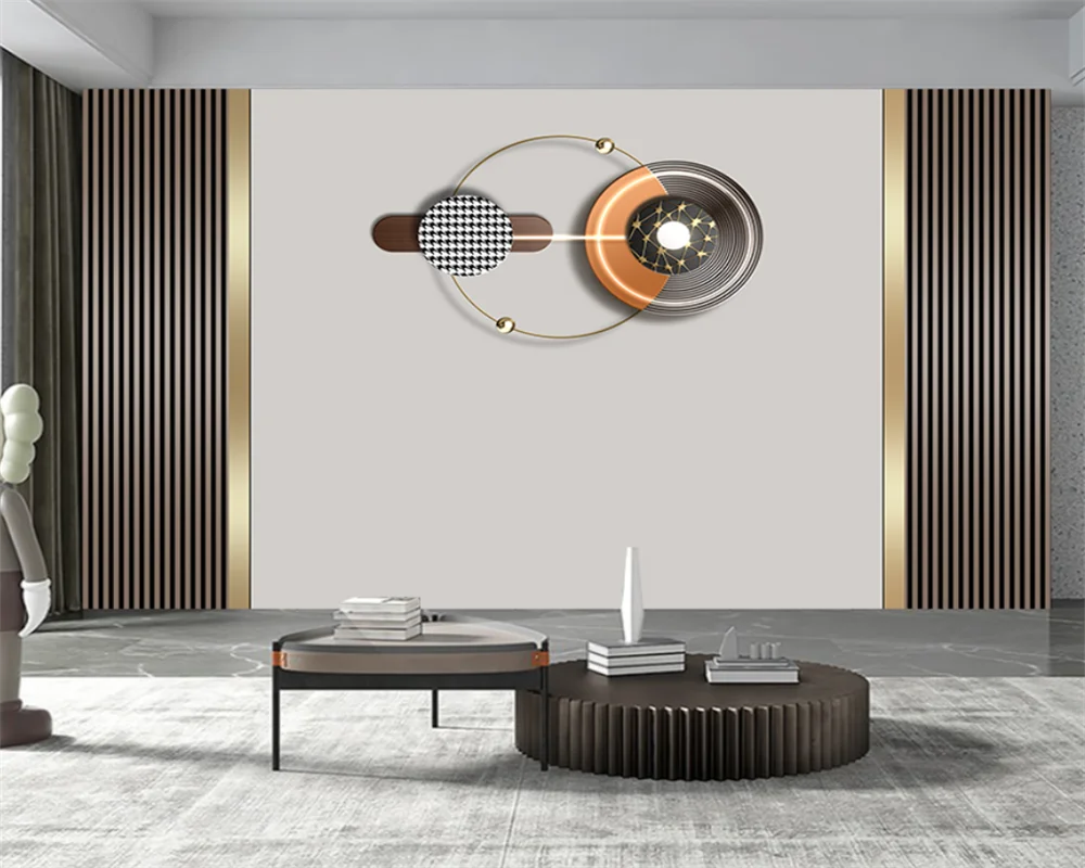 beibehang Customized grid TV background light luxury lines living room geometric elk film and television wallpaper papier peint