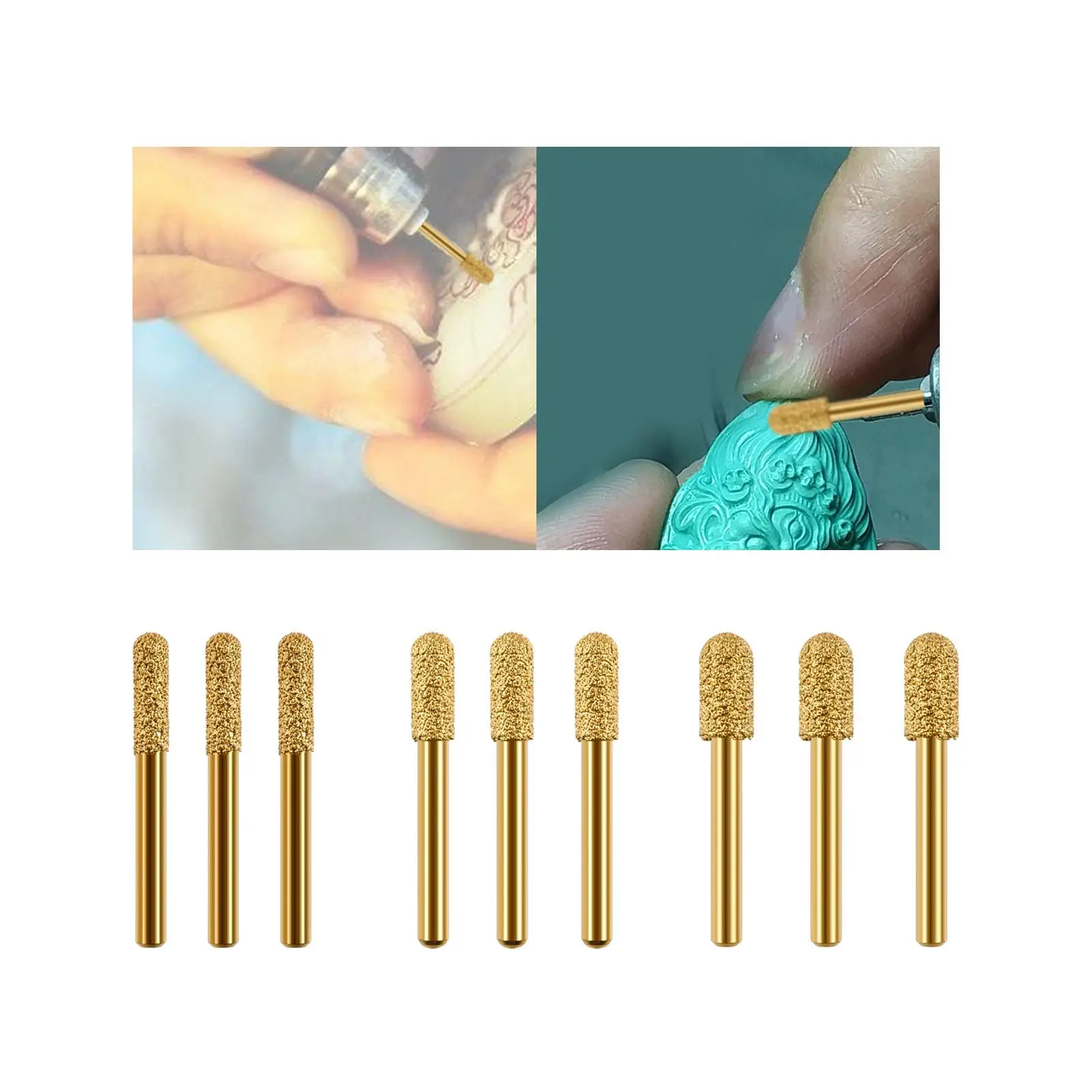 3x Grinding Bit Grinding Head Round Headed Body Shape Grinding Mounted Point for Metal