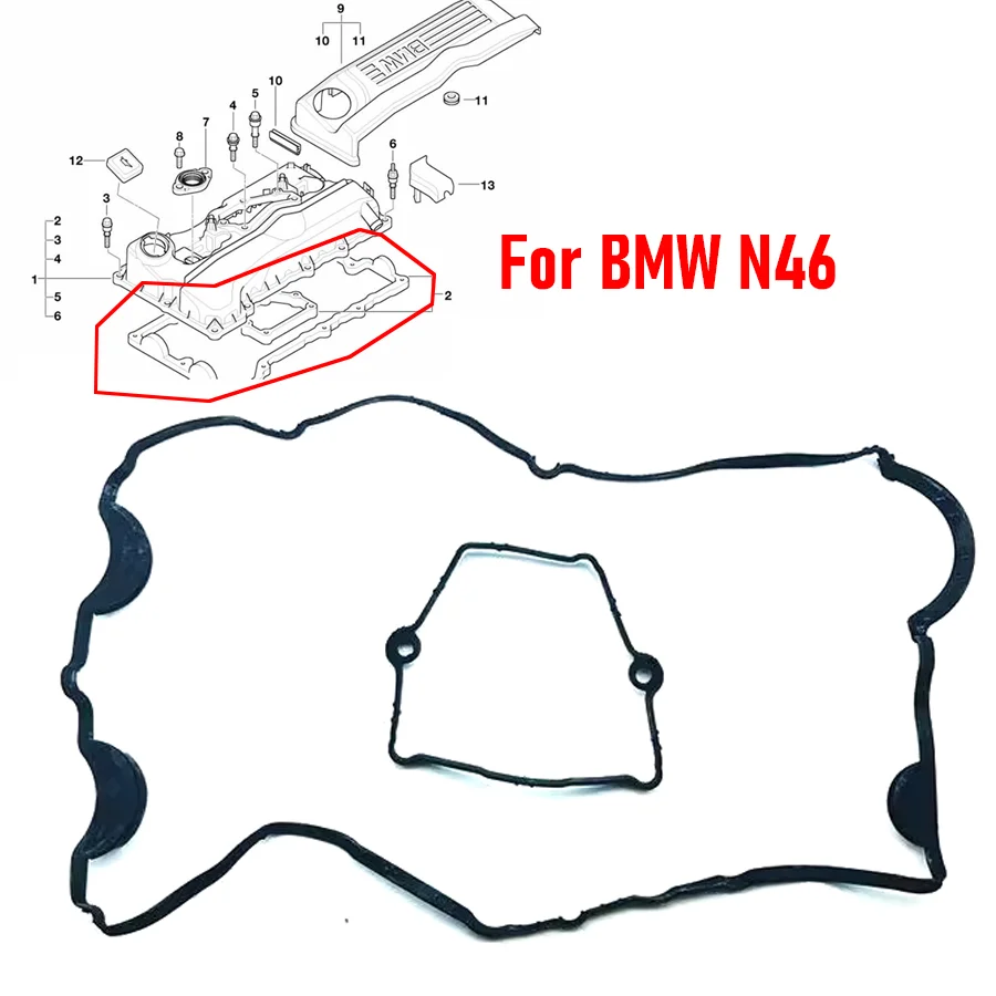 Wooeight 2Pcs Engine Valve Cover Gasket For BMW E90 E83 E91 E92 E93 E81 E87 E82 E83 E84 N46 Cylinder Head Gasket Accessories