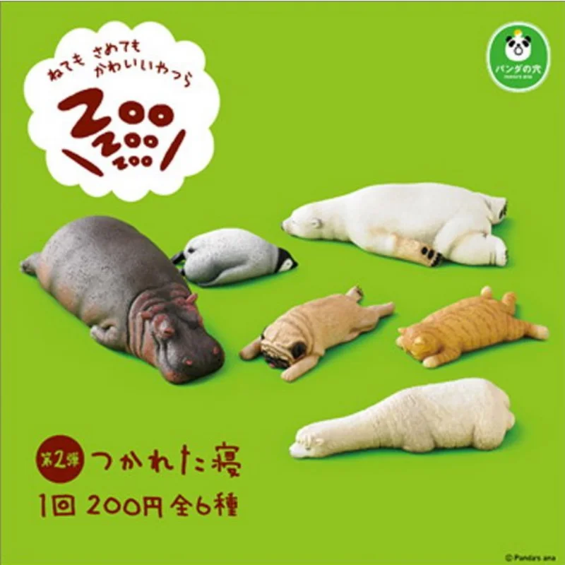 Original TAKARA TOMY Funny Gashapon Zoo Sleeping Posture Anime Action Figure Model Toys Gift for Children Collection Ornament