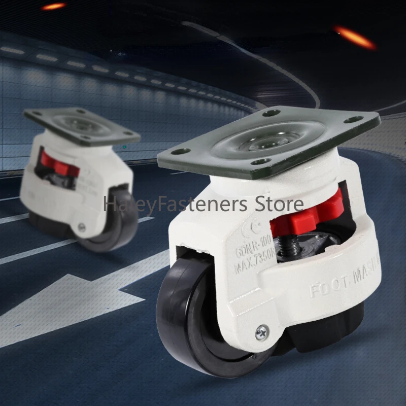 4Pcs Leveling Machine Caster, Top Plate Leveling Wheel with Retractable NBR Pad for Workbench Table, Electric Equipment,Vending