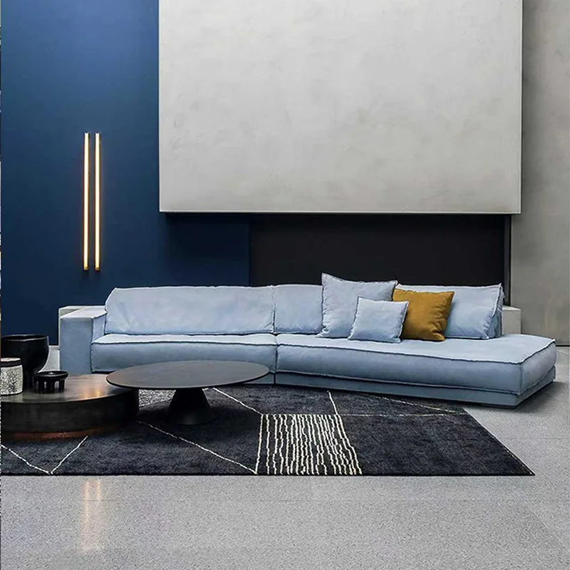 Italian minimalist special-shaped corner sofa full matte leather living room simple fabric sofa