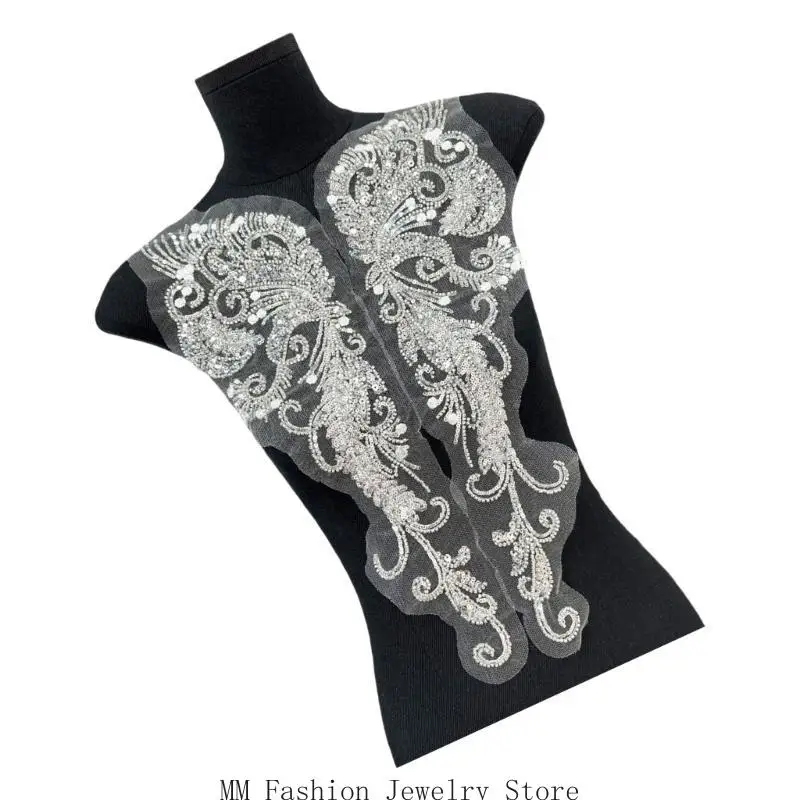 

D0UB 2pcs Good Quality Embroidered Sequins Patches Personality Handmade Appliques for Party Outfits