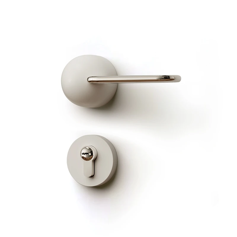 Modern Minimalist Zinc Alloy Door Handle Chrome Lever Handle Interior Door Lock Hardware for Bedroom Bathroom Multi Color Lock