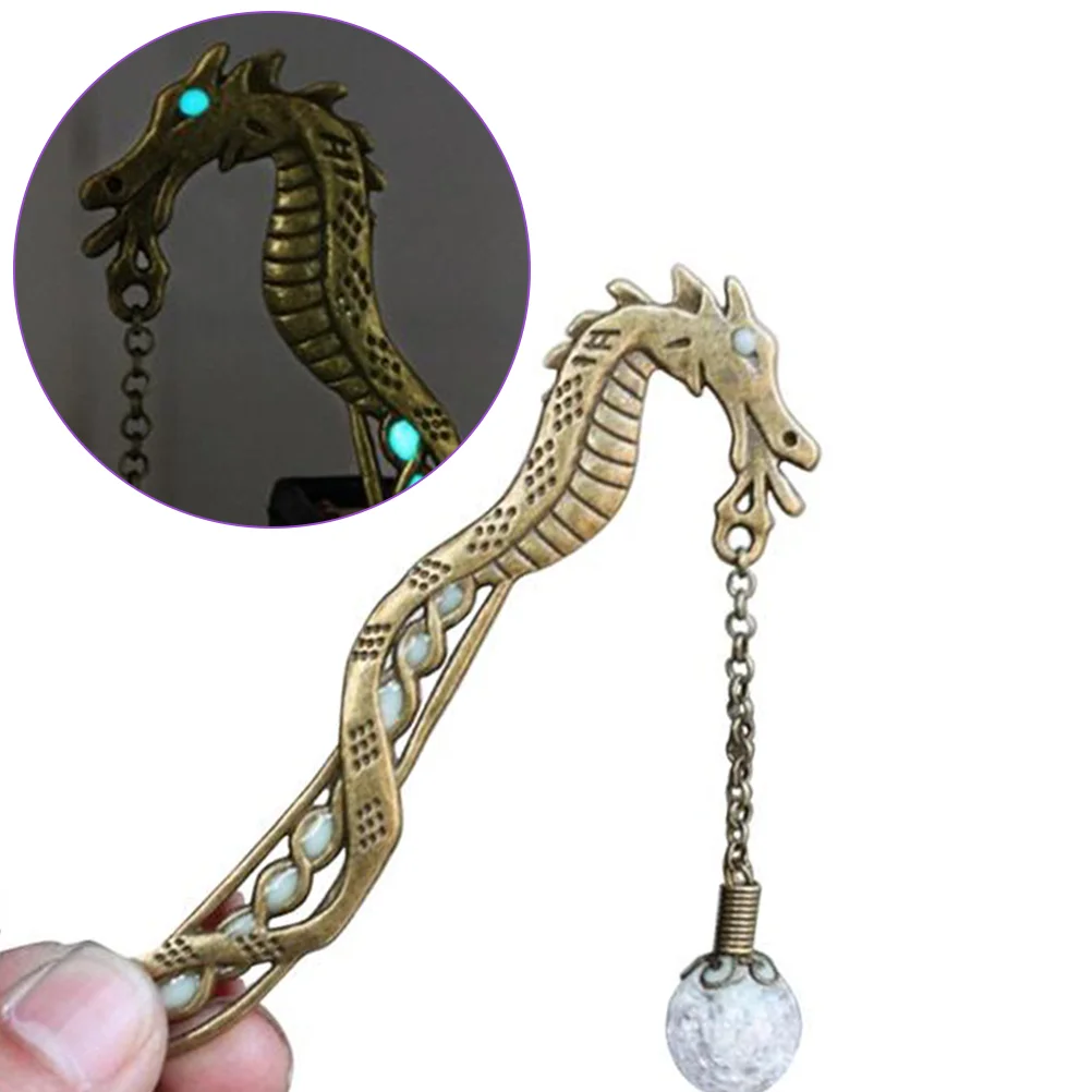 Alloy Glowing Dragon Shape Bookmarks Hairpin with Luminous for Gift Party glowing hairpin dragon shape hairpin