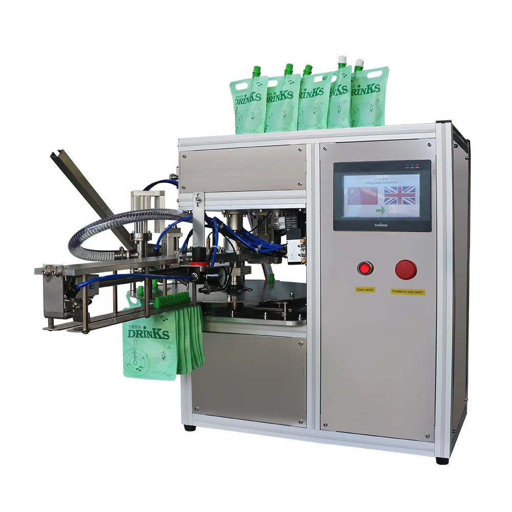 Semi Automatic Stand up Drink Bag Liquid Detergent Juice Baby Food Spout Pouch Filling Capping Machine