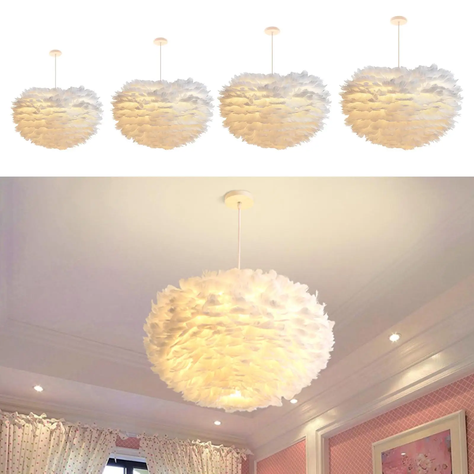 Nordic Feather Pendant Ceiling Light LED Kitchen Hanging Lamp Fitting Decor