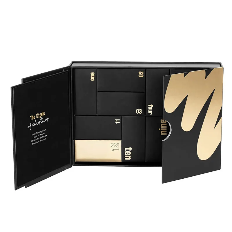 Advent Calendar Box Luxury Design Christmas Cosmetic Mystery Tray Box Blank Cardboard Calendar for Chocolate and Gifts