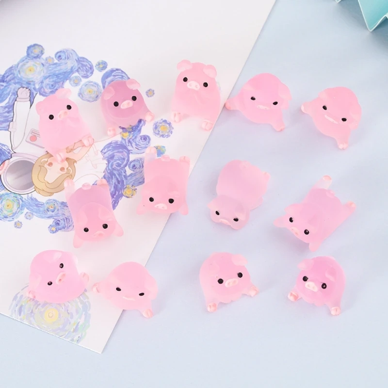 Luminous Pig Design ABS Decoration Craft Set Creative Pink Mini Pig Shaped Decoration Object For Home Decoration,Toy DIY Crafts