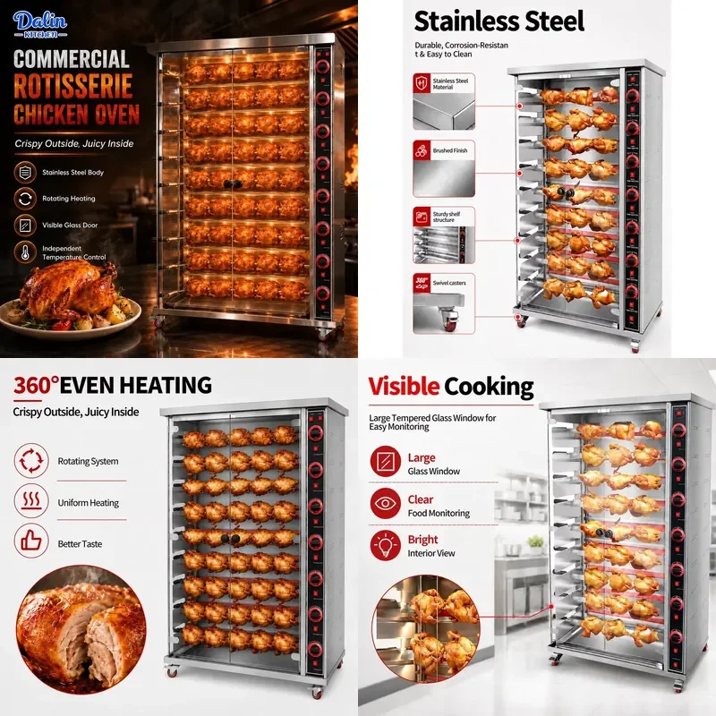 

2026 Industrial Rotisserie Machine 54 Chickens Roaster Oven Vertical Rotary Roast Chicken Griller Professional Equipment