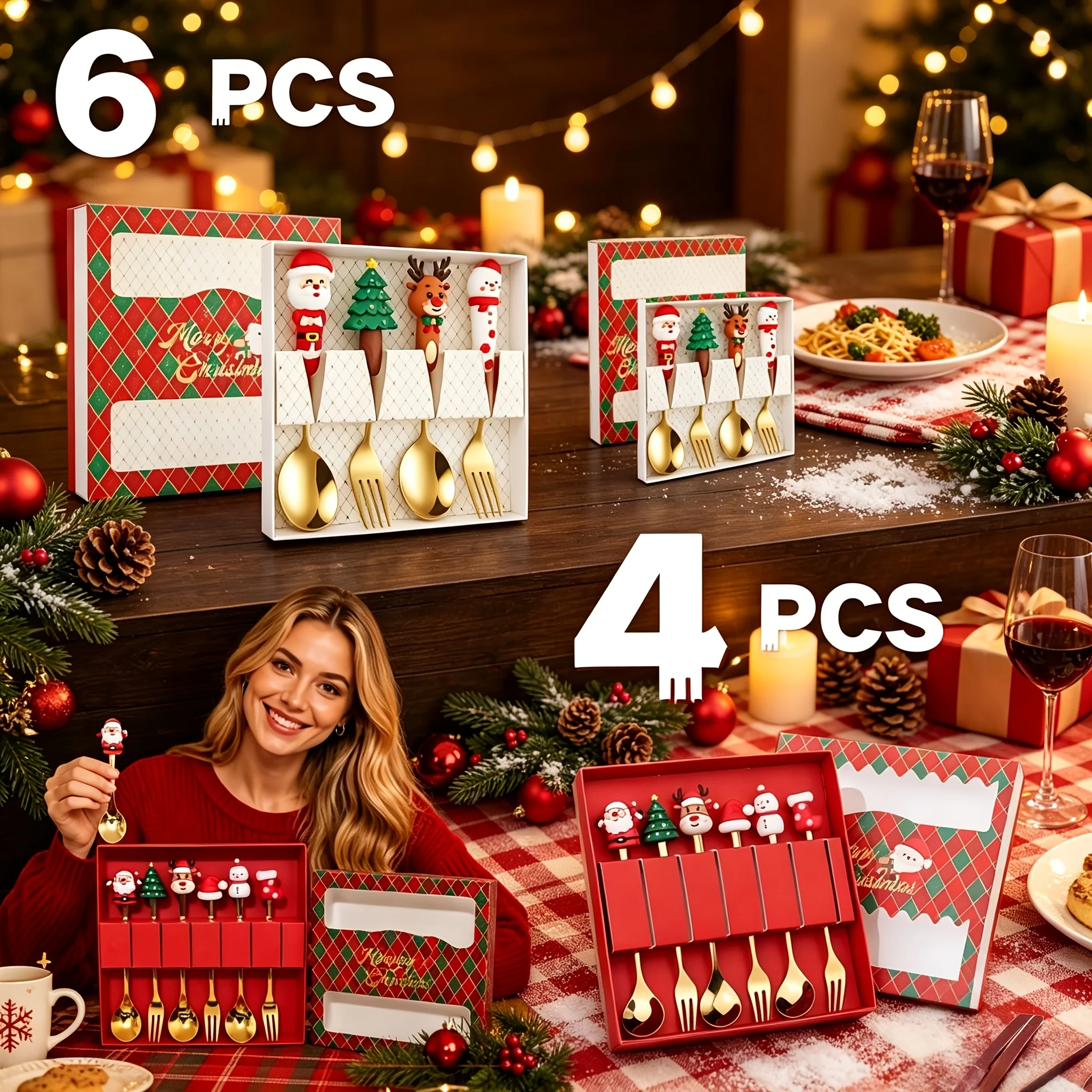 6Pcs Festive Christmas Spoon F - Coffee Tea Festival ulasan dan harga