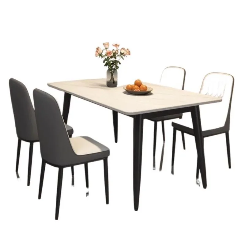 

Rock slab dining table and chair combination household small apartment matte thickened