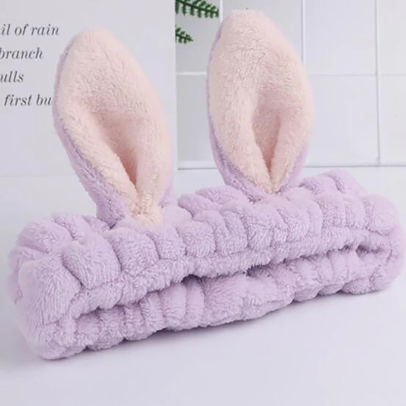 Solid Color Stereo Rabbit Ear Hair Band Hair Accessories Non-slip Face Wash Mask Head Hoop Wash Hair Hoop Head Cover