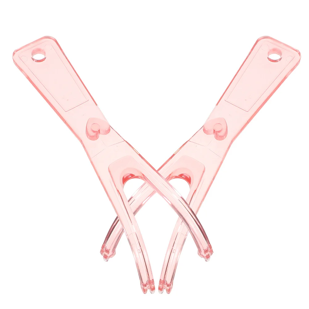 

2pcs Pink Dental Floss Holder Teeth Cleaning Tool Comfortable Grip Oral Care Braces Flossers Picks Plastic Stick Lightweight