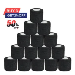 1/6/10Pcs 4.8m Black First Aid Self Adhesive Cohesive Elasticity Bandages Sports Tape for Wrist Ankle Sprains & Swelling