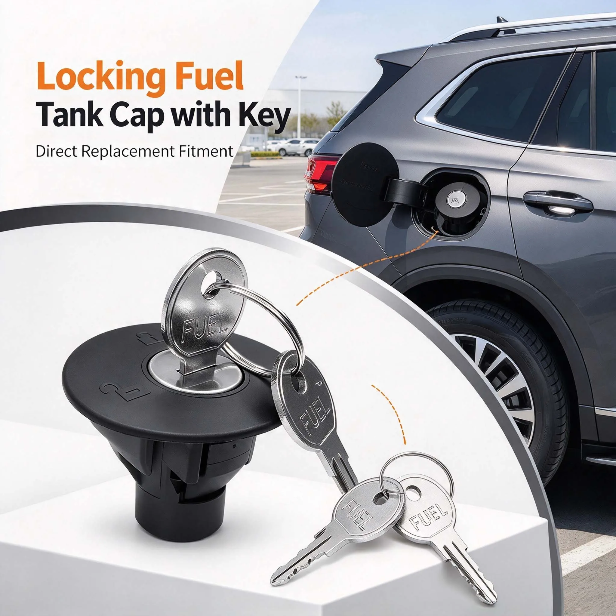 8U5A9C268AC 8U5Z9C268B Lock Fuel Tank Cap and Key for Ford Focus Edge Kuga Fiesta Fusion Mustang Explorer Raptor Lincoln Mercury