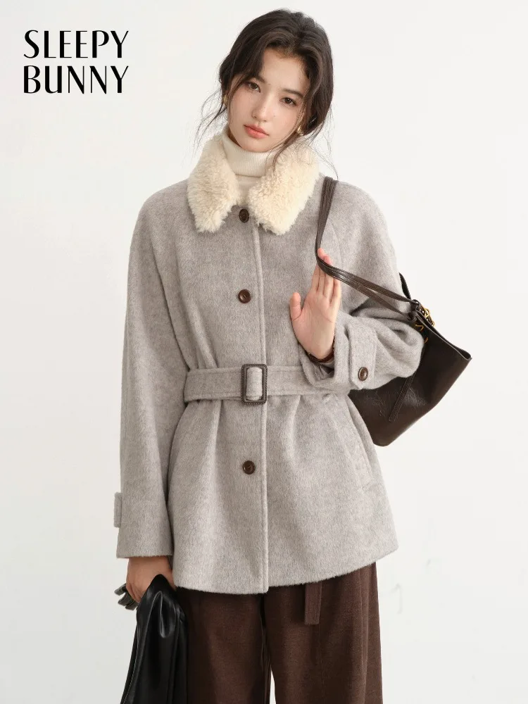 

Шерстяное пальто с лацканами для женщин, теплая короткая шерстяная куртка, женская мягкая элегантная зимняя верхняя одежда, модное повседневное толстое теплое пальто, повседневная одежда