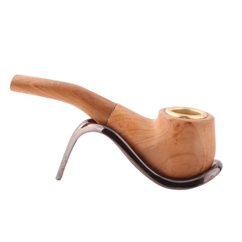 Solid Wood Tobacco Pipe Retro Handmade Wooden Pipe Alloy Herb Smoke Pot Portable Durable Smoking Pipe For Beginner Men\'s Gadgets