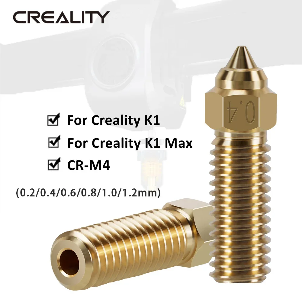 

Creality 1 шт. сопла для 3D-принтера, латунные высокоскоростные 0,2/0,4/0,6/0,8/1,0/1,2 мм, подходят для нити 1,75 мм для K1MAX CR-M4