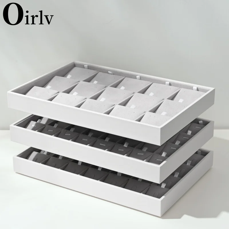 Oirlv Soft Velvet Stackable Jewelry Tray Case Jewelry Display Storage Box Portable Ring Earrings Necklace Organizer Box Jewelry