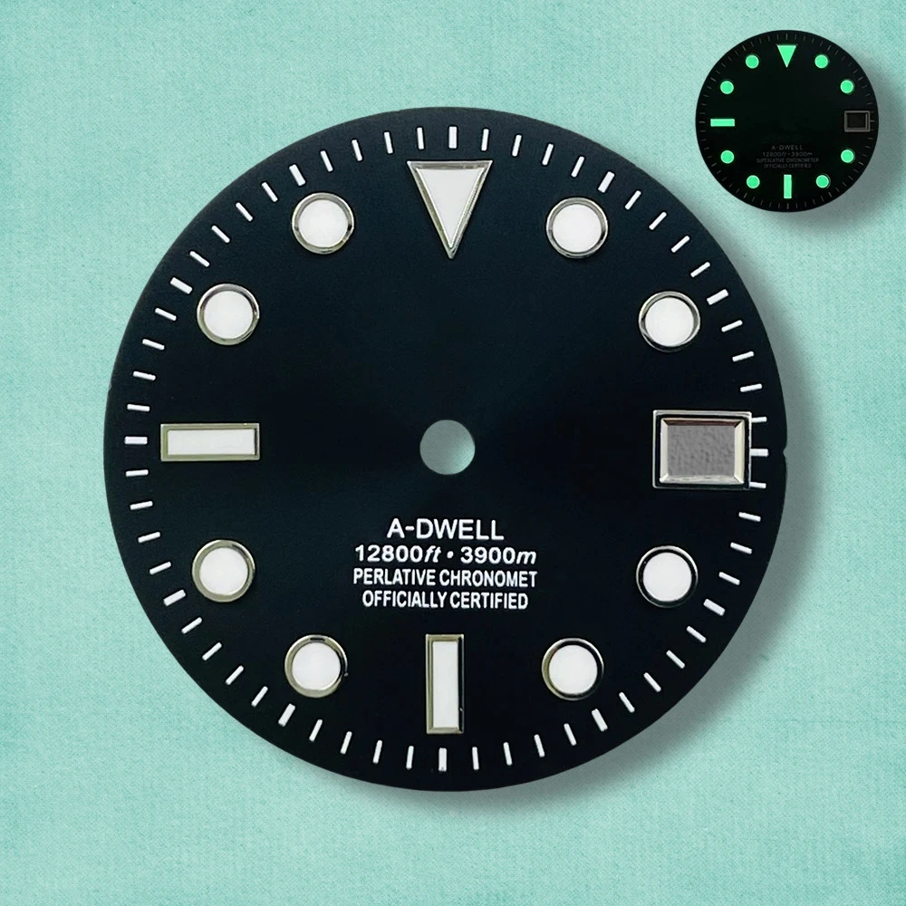 28.5mm High Quality S Logo SUB Dial NH35 Dial Suitable For NH35/NH36 Movement C3 Green Luminous NH35 Modification Accessories