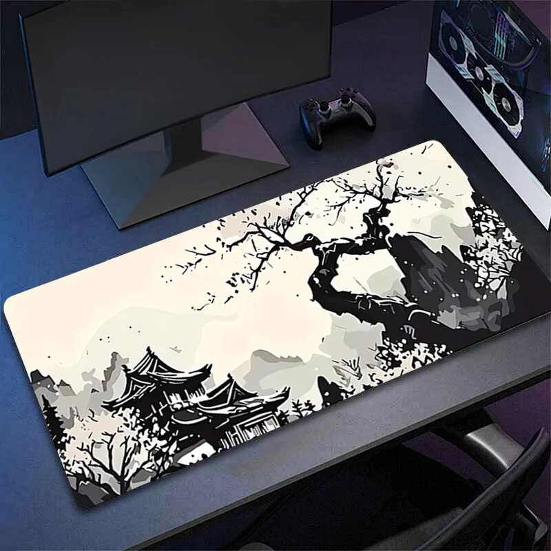Mouse Pad Plum Blossom Ink Wash XL Lockedge Large Gaming Accessories Computer Gamer Keyboard Mouse Mat Desk Mousepad For Csgo