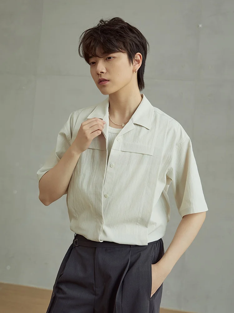 

HIER Neutral Sle ort Sve Cuba Collar irt Qui Dry Texture k Button Design Women's Faion Straight Cut Spring ...