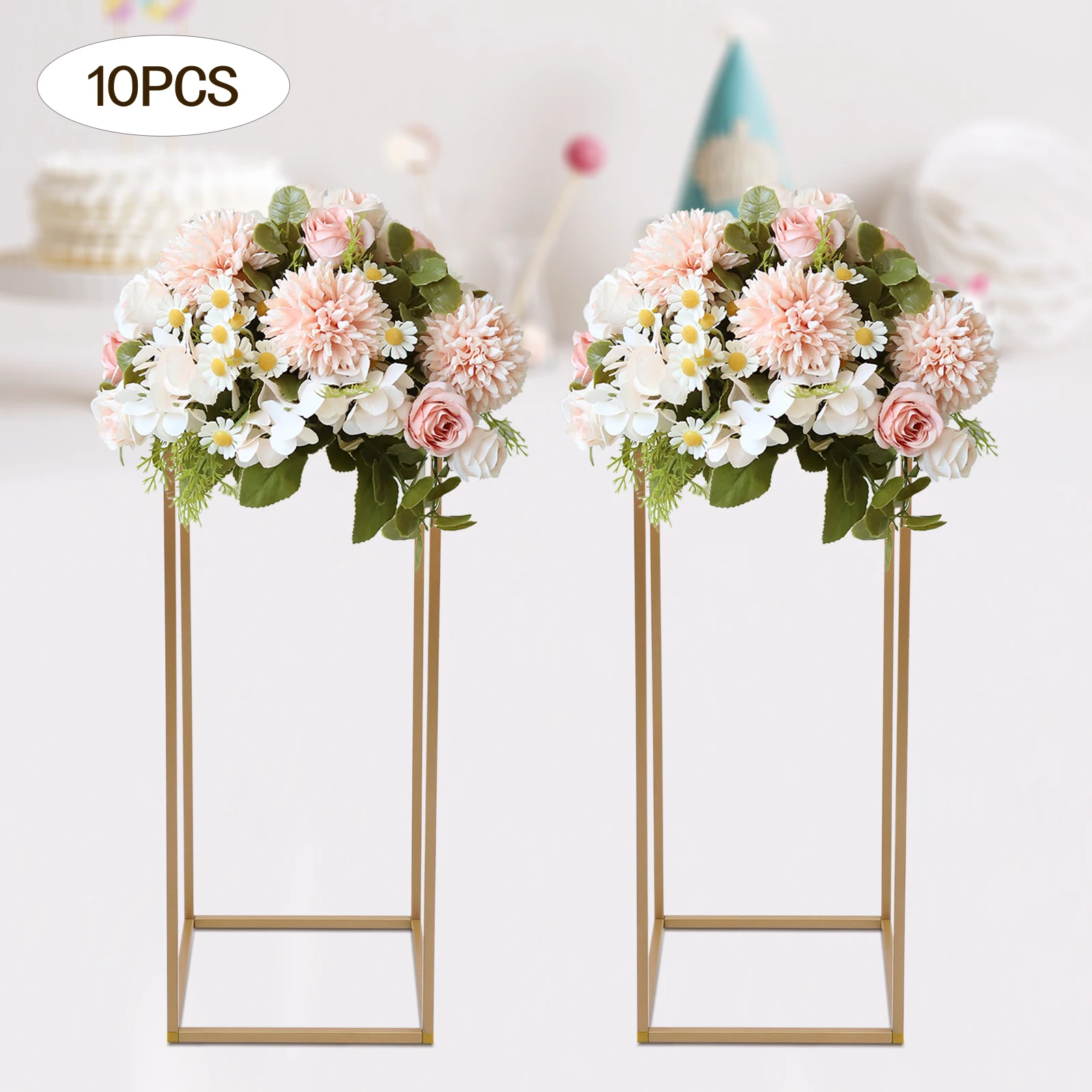 10 Pcs Golden Metal  Wedding Flower Stand 23.62