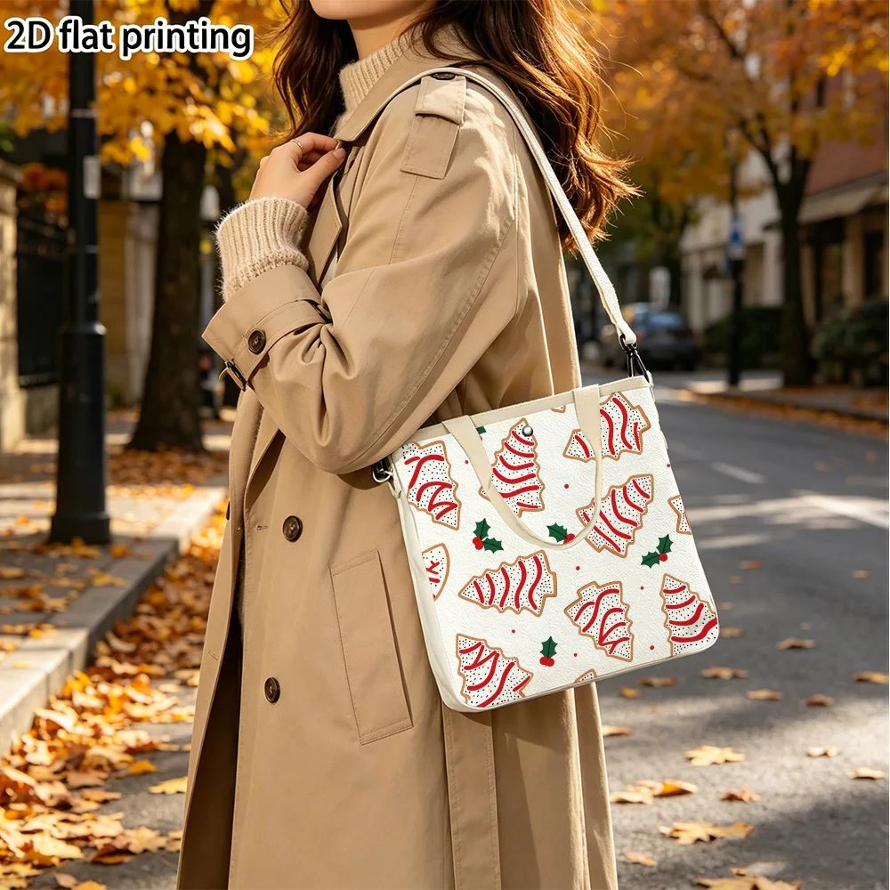 Christmas tree cookies Double-Sided Print Canvas Tote Handbag Removable Crossbody Strap Women Purse for Office Gym