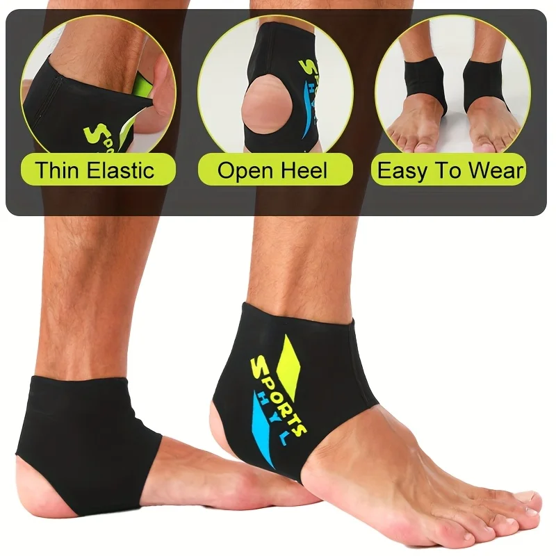 1 Pair - Thin Elastic Compression Sports Ankle Braces|Breathable & Comfortable Ankle Sleeves with Open Heel, Sleek Ankle Support
