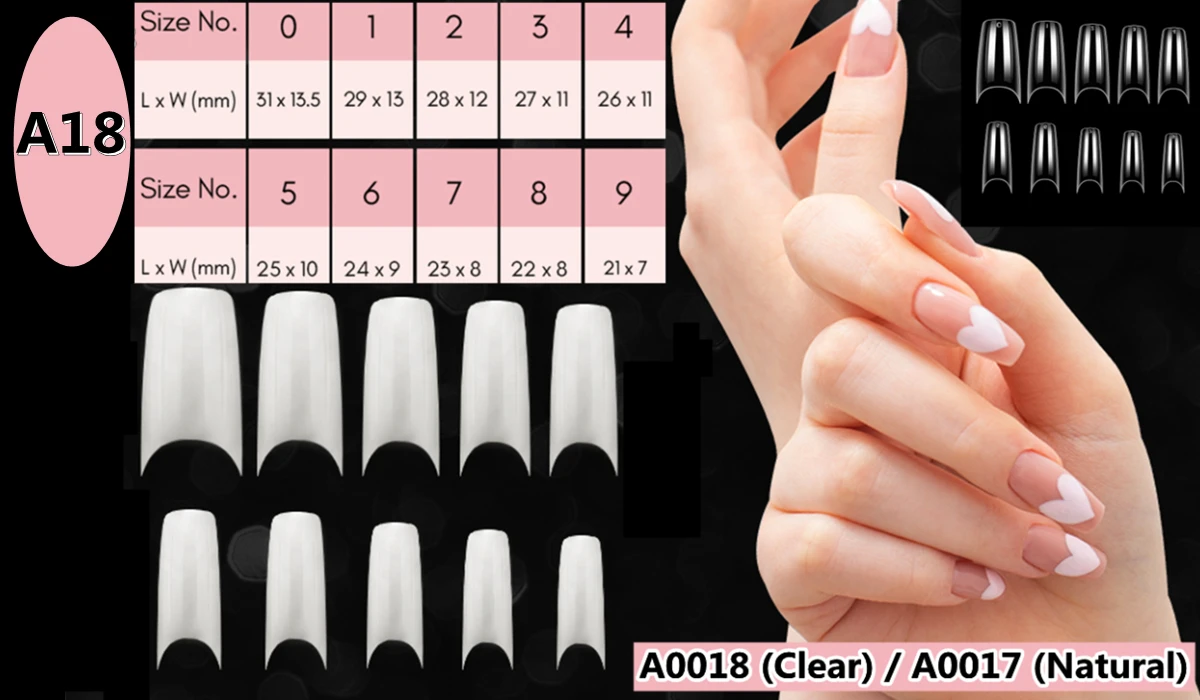 Makartt Künstliche Nagelspitzen 500 Stück Mandelform Vollabdeckung Gel-Spitzen Falsche Acrylnägel Stiletto Coffin Press-on Nägel Klar Natürlich – Detail 24